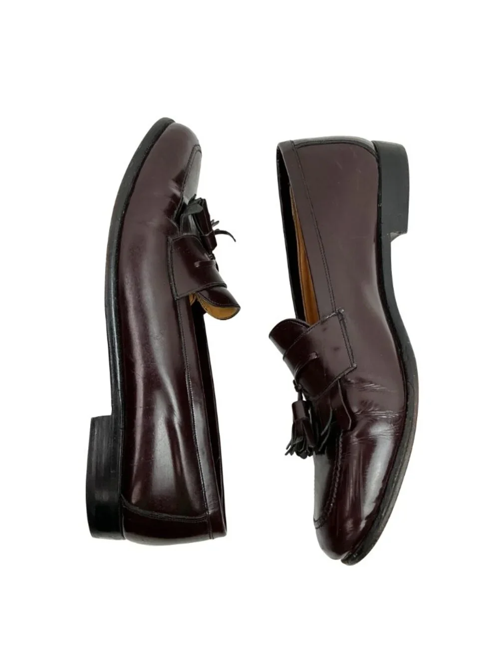 Mezlan Santander Leather Tassel Kiltie Loafers Mens 10.5 Burgundy Made In Spain